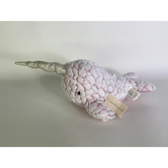 First Impressions Narwhal Pink Whale Unicorn Horn Stuffed Sea Animal Plush NEW - Picture 1 of 8